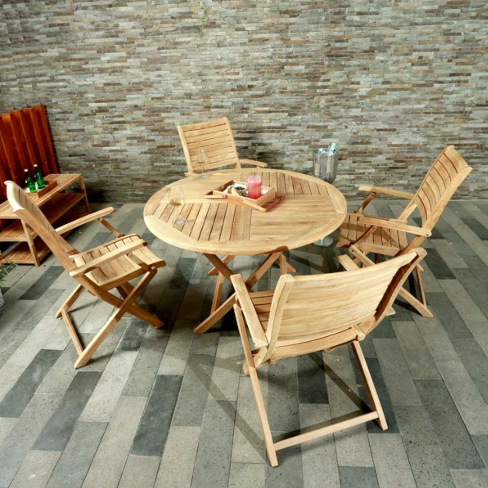 Naiel Foldable Teak Patio Armchair