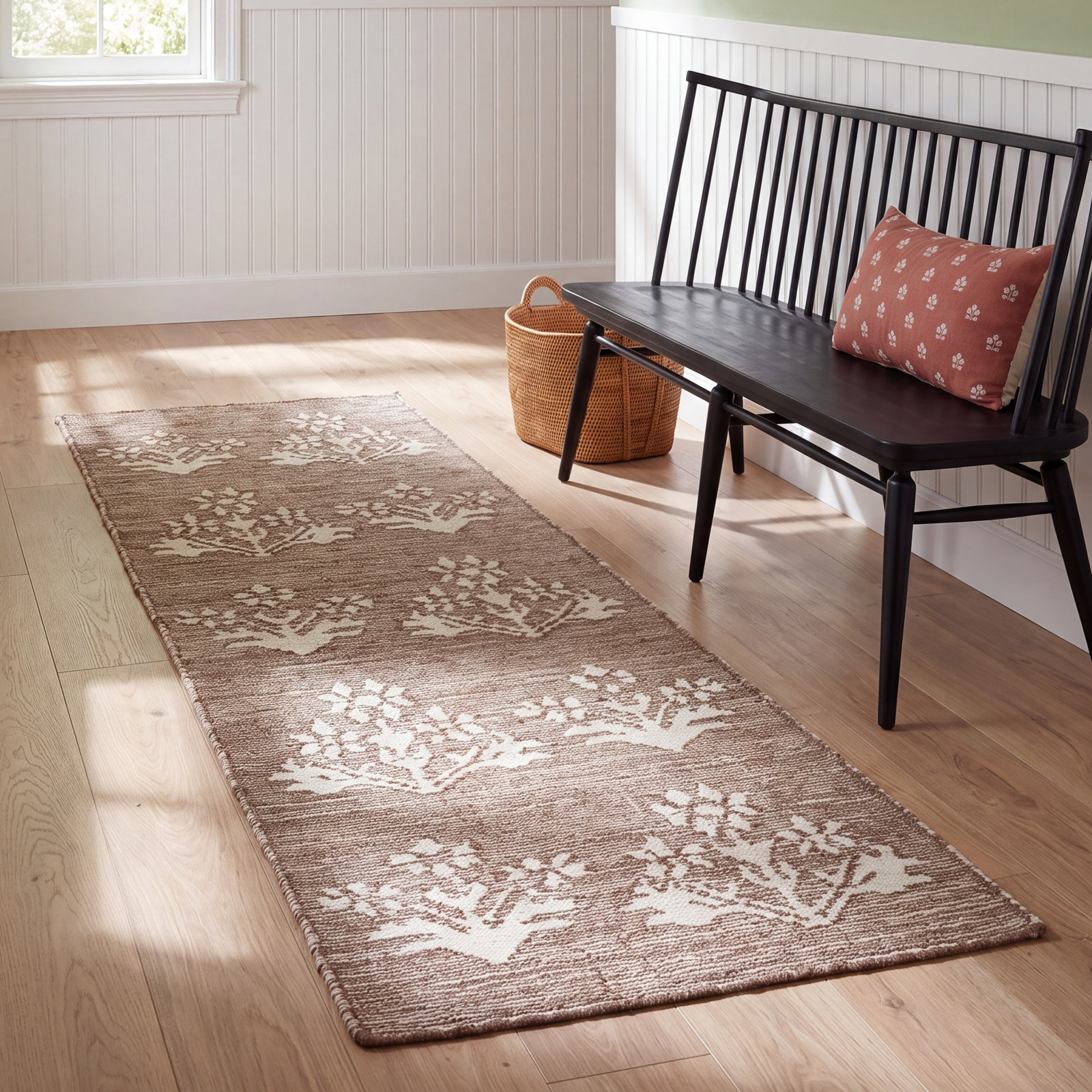 Heidi Botanical Flatweave Jute Rug, Clay, 2'6x8'