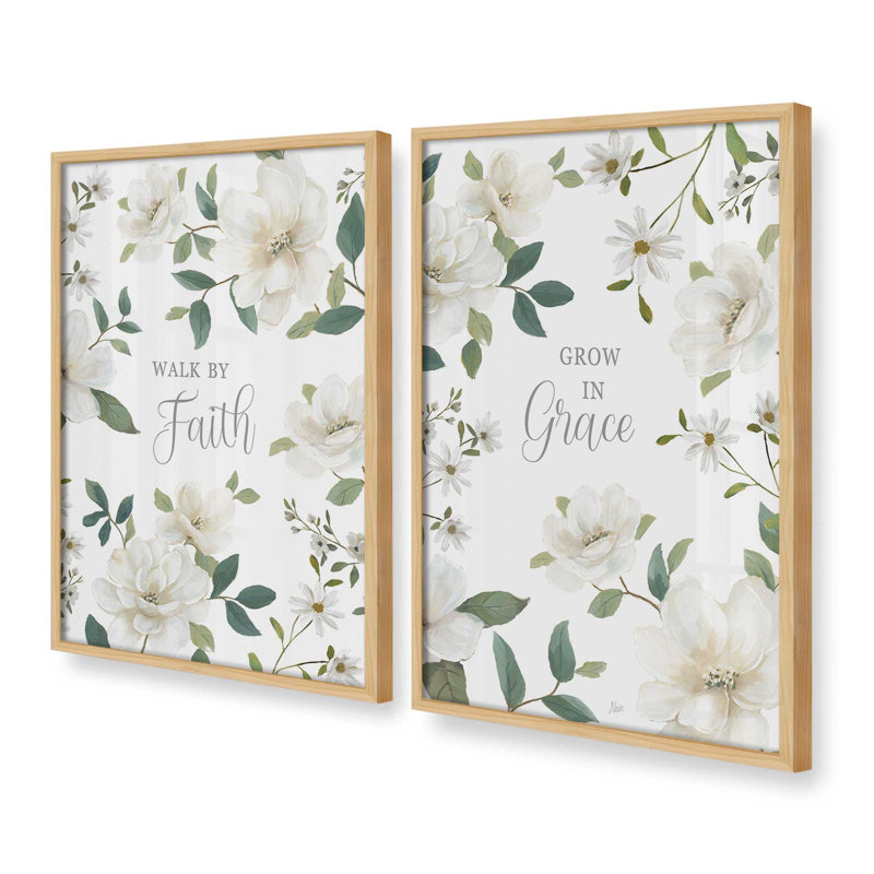 «Grace Grows Here», ensemble de 2 impressions, American Maple, 30" x 20", Framed Print