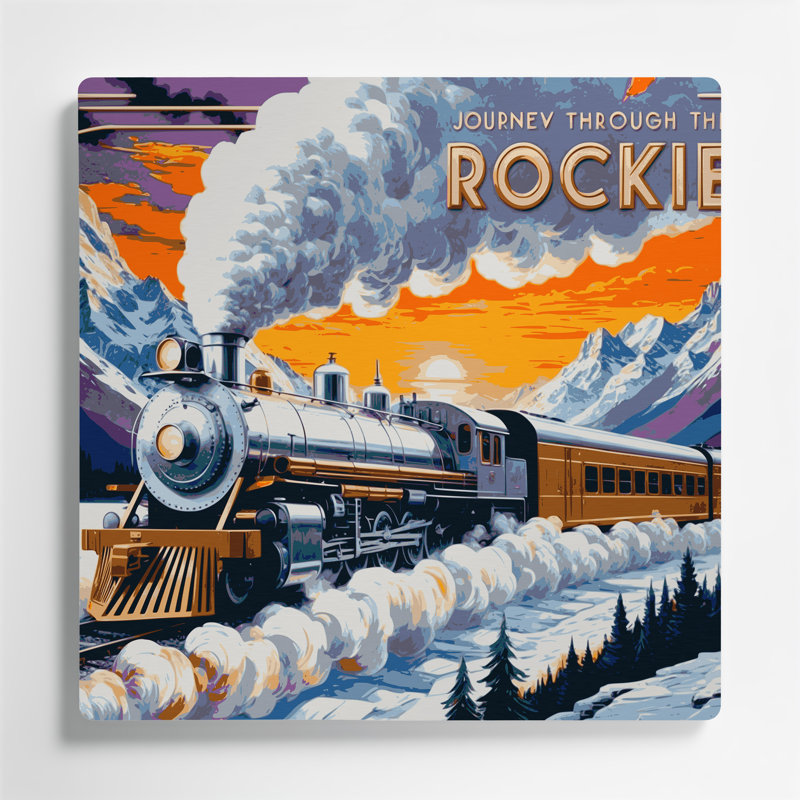 Transport, art rétro en métal, affiche de voyage en train, H 8 po x l 8 po x P 0,05 po