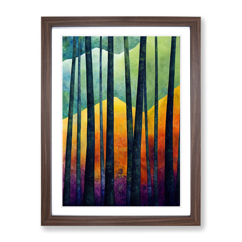 Forest No.4 - Single Picture Frame Painting, 46cm H x 34cm W x 2cm D, Walnut Framed