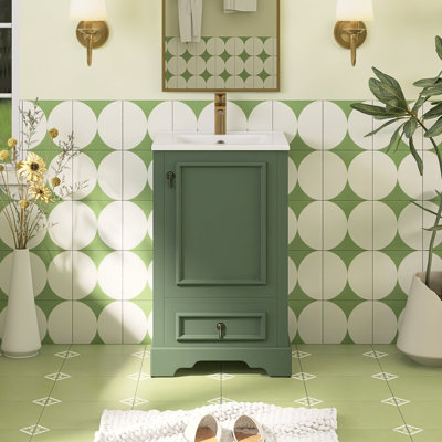Meuble-lavabo simple 20 po avec comptoir en céramique