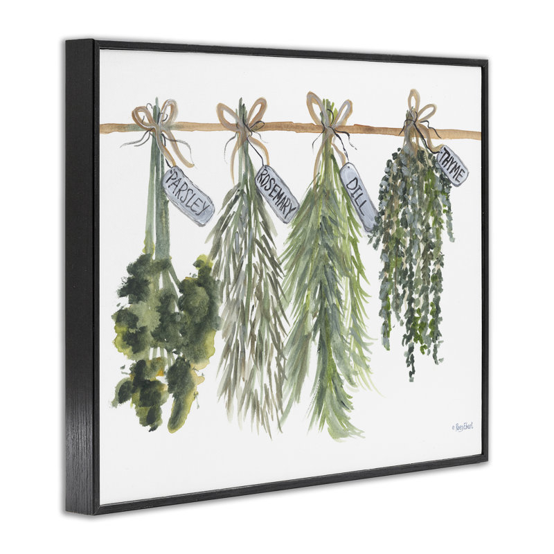 «Hanging Kitchen Herbs», art de la giclée encadrée par Roy Ebert, H 11 po x l 14 po, Giclée encadrée noir minuit