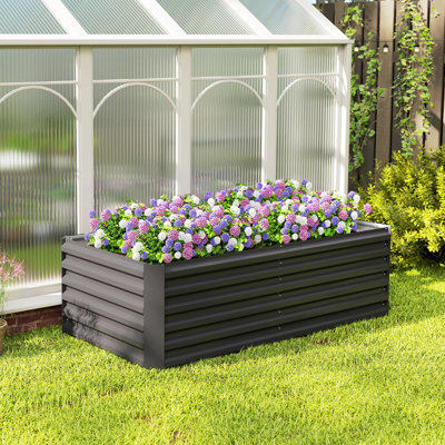 Galvanized Raised Garden Bed, 6' x 3' x 2' Planter Box, Light Grey