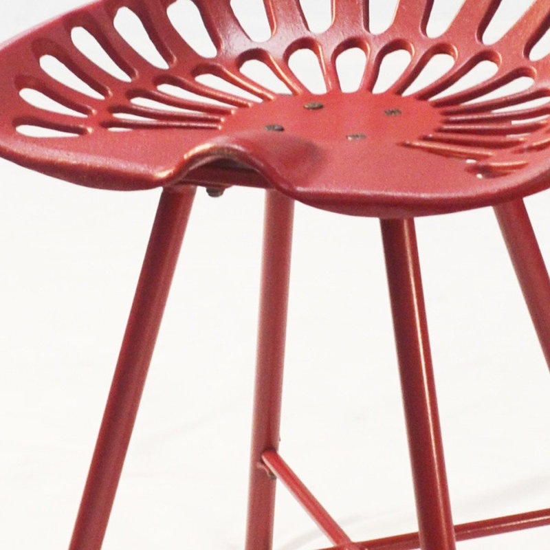 18" Metal Backless Chair, Red