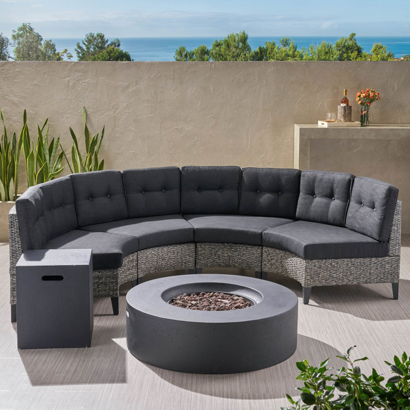 Ensemble de conversation modulaire avec coussins 3 pièces Ancil, Gris foncé