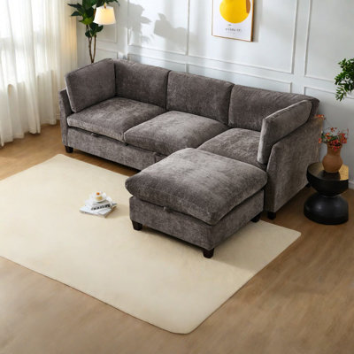 Canapé modulaire multifonctionnel avec rangement, chenille, canapé en L moderne pour la maison