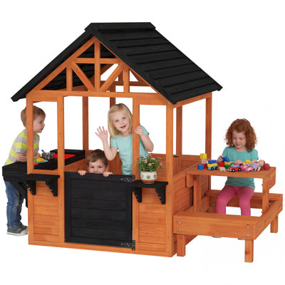 HOMCOM 166.3cm W x 112.5cm D Playhouse with Kitchen