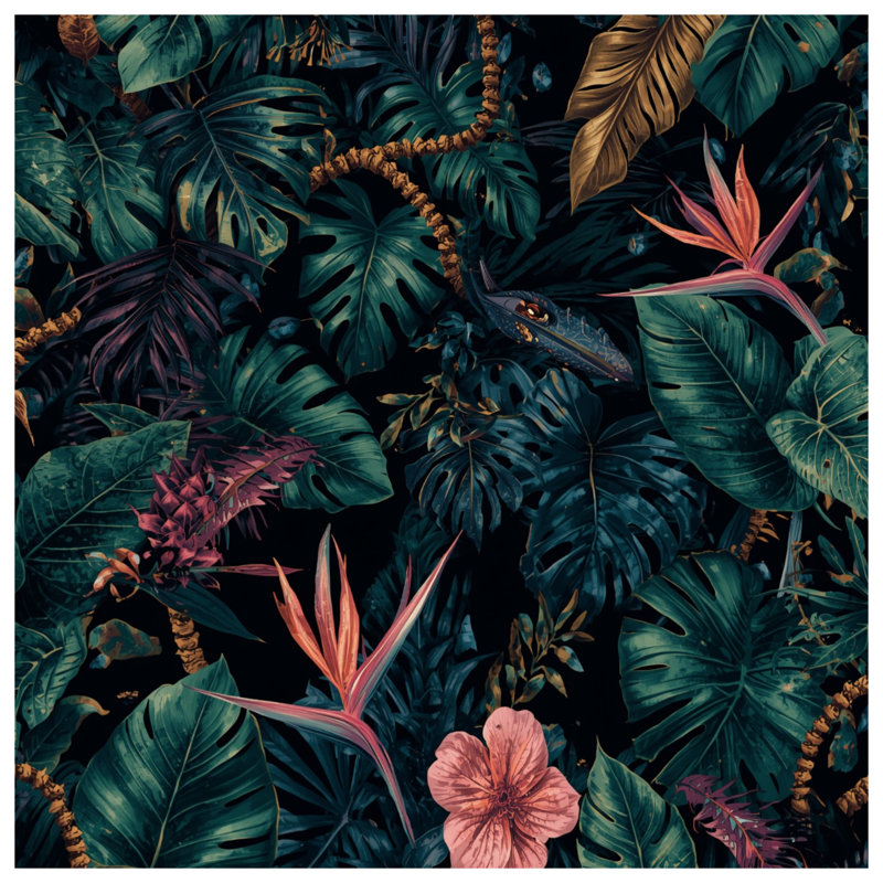 Housses de couette feuilles de jungle tropicale, Lit simple