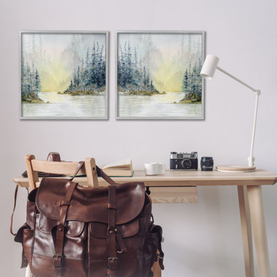 «Distant Deer Bear Pine Trees», ensemble de 2 giclées par Paul Brent