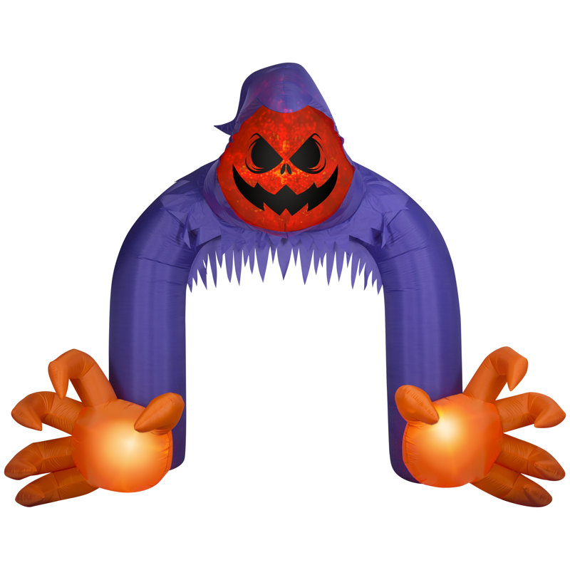10-Foot Purple and Orange Inflatable Reaper Archway with Lights