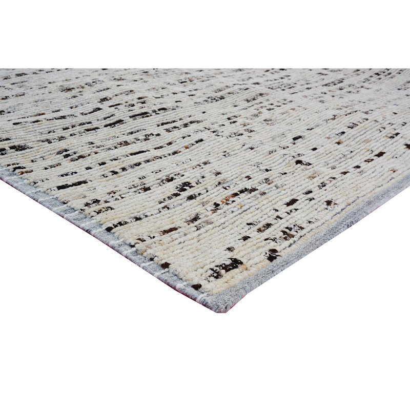 Wool Abstract Area Rug in Ivory, Rectangle 8' x 10'