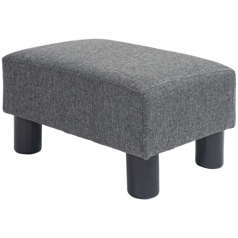 Charcoal Gray Linen Cube Ottoman Foot Rest/Small Foot Stool For Living Room | Gift Idea