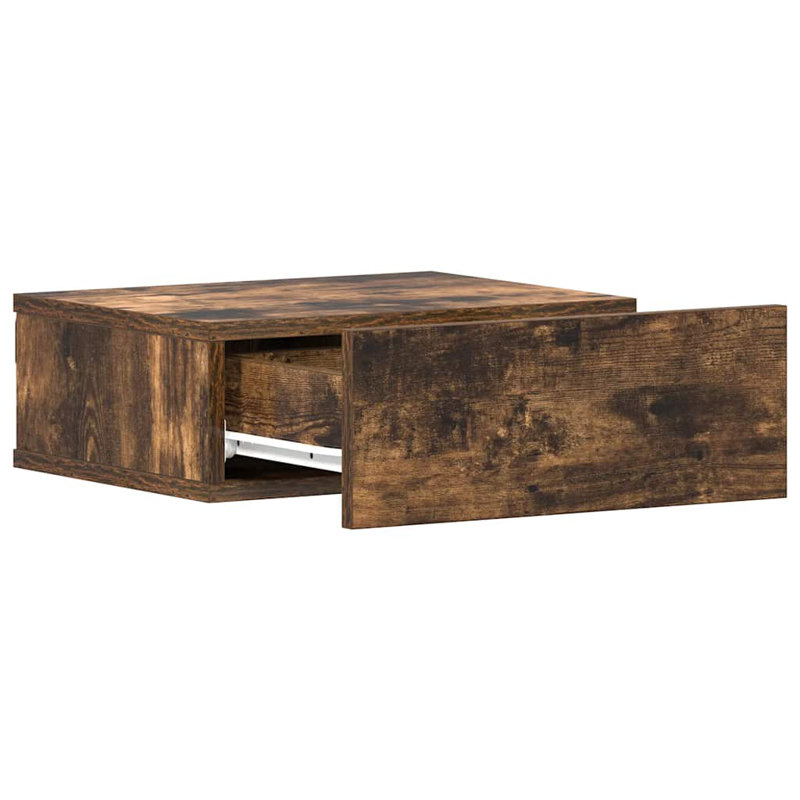 Dorete Floating Nightstand 40x30x15 cm Engineered Wood, Smoked Oak, Individual