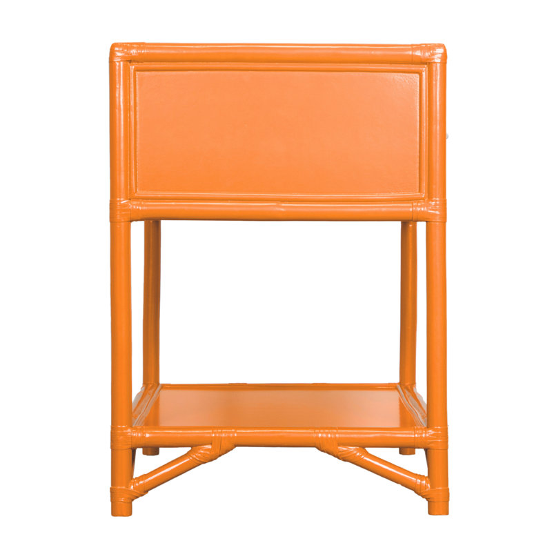 Olivia Collection 1 - Drawer Rattan Nightstand, Citrus Orange