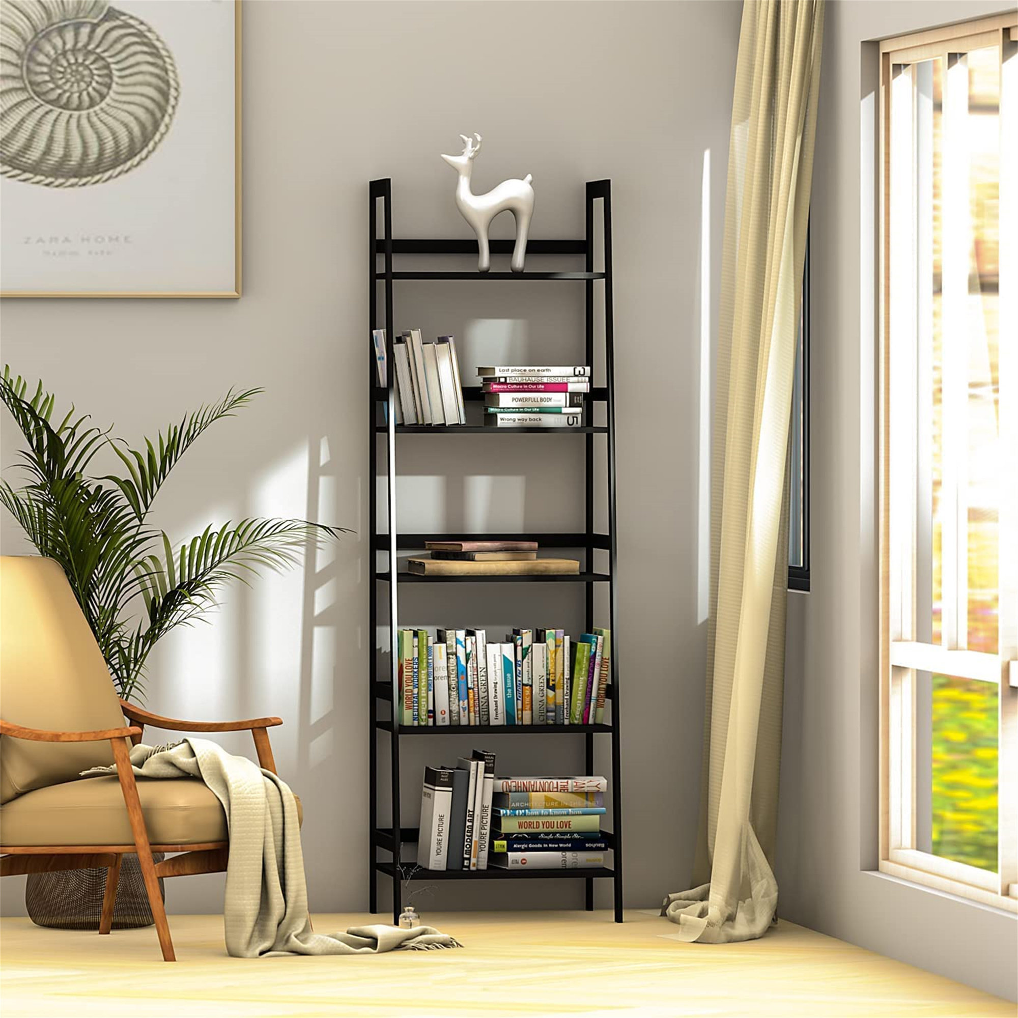 Corner black clearance ladder shelf