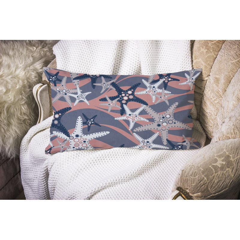 Starfish Sway  Rectangular Throw Pillow, Blue/Pink