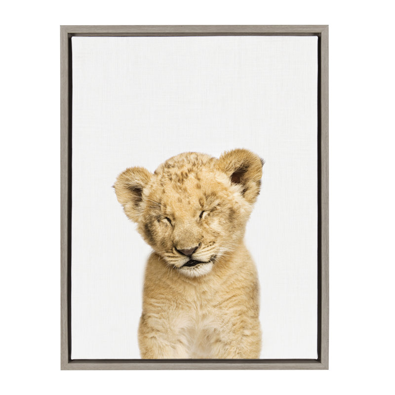 «Animal Studio Sleepy Lion» par Amy Peterson, reproduction d'art sur toile encadrée, 18 po x 24 po, Cadre gris