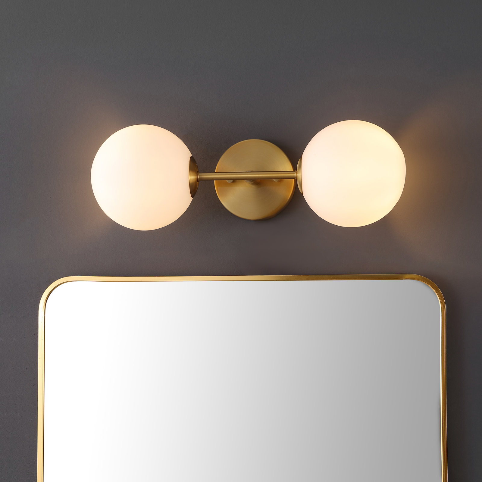 Jaina 2 Light Glass Dimmable Armed Sconce, Gold