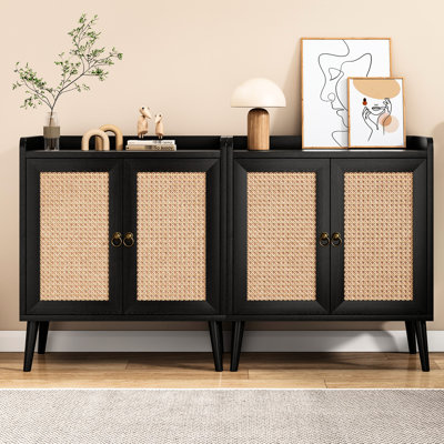 Console décorative, buffet de style médiéval pour entrée, salle à manger, salon - Noir, bois, 65,3 cm de large, 75,3 cm de hauteur, 37,6 cm de profondeur, 17,7 kg, rangements.