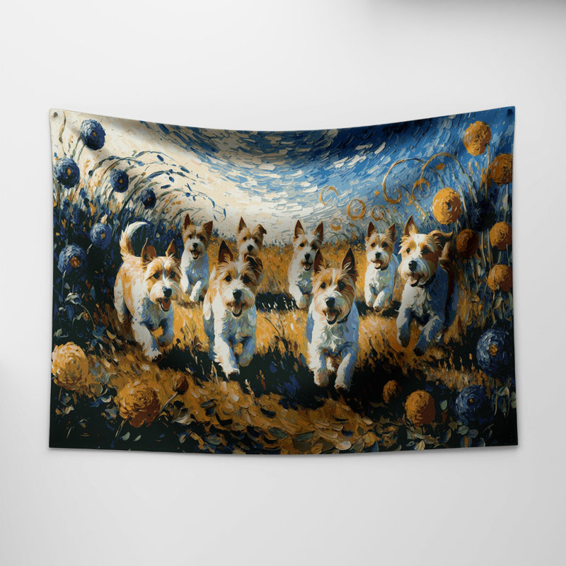 Tapisserie murale «Dogs Toy Fox Terrier», 68 po x 80 po