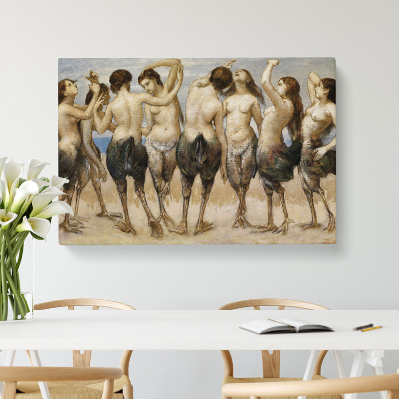 Eight Women In Bird Bodies by Hans Thoma - Wrapped Canvas Painting, 35cm H x 50cm W x 3cm D