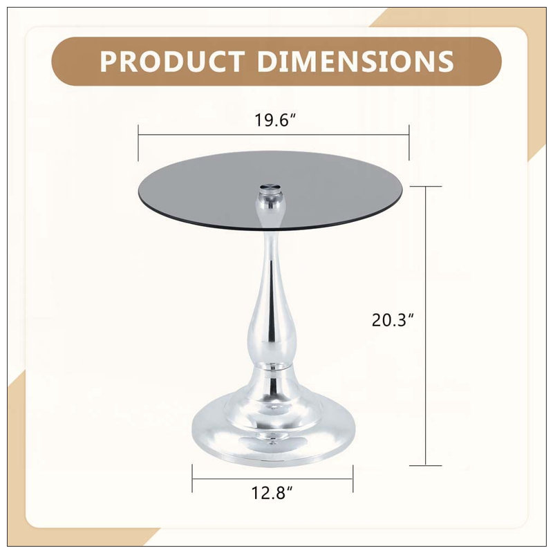 Table de bout ronde 19,6 pouces, Gray,Silver
