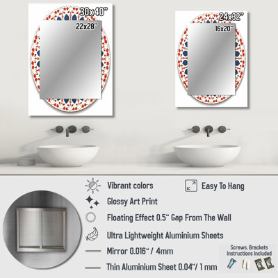 Boho Mandala In Retro Blue And Orange III - Blue Bohemian Wall Mirror