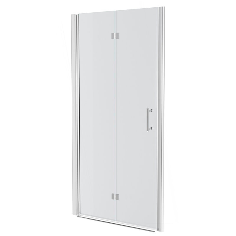 32"W X 72"H Fold Frameless Shower Door With Tempered Glass, Chrome