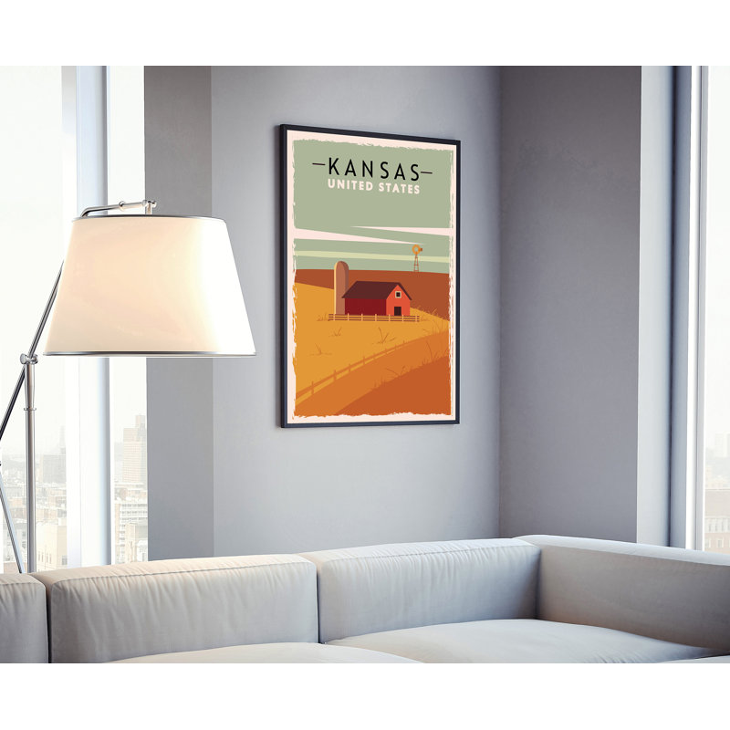 Affiche de voyage d'État du Kansas, impression rétro non encadrée, art mural maison et bureau, L 12 po x H 18 po