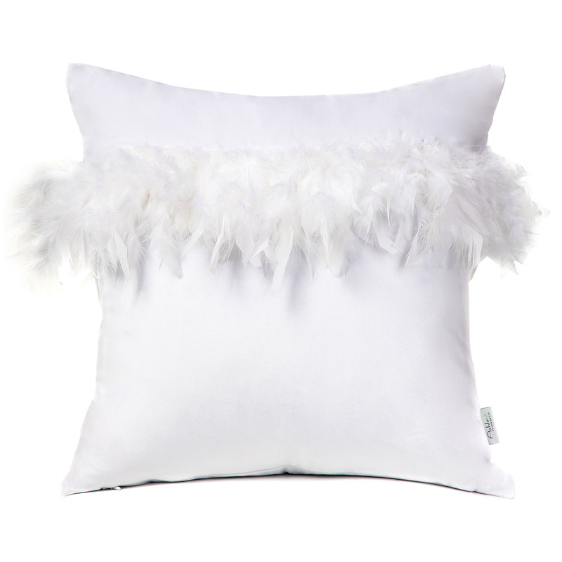 Coussin décoratif en plumes, H 18 po x l 18 po, Blanc véritable, Pillow Cover & Insert