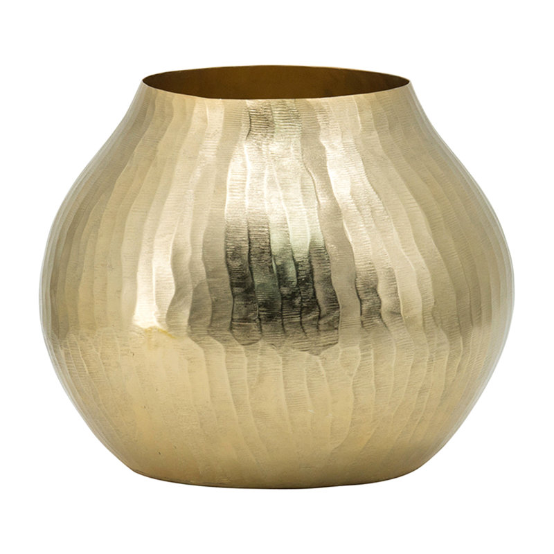 Aluminum Chisel Flower Vase, Gold, Overall Height - 9"