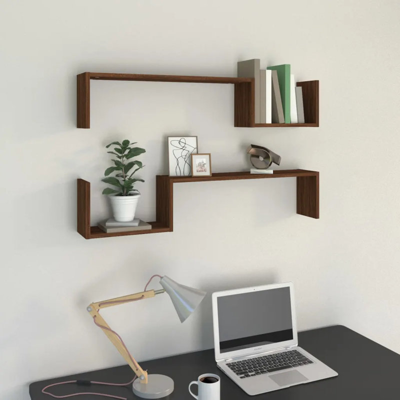Gjystina 4 Piece Floating Shelf, Smoked Oak