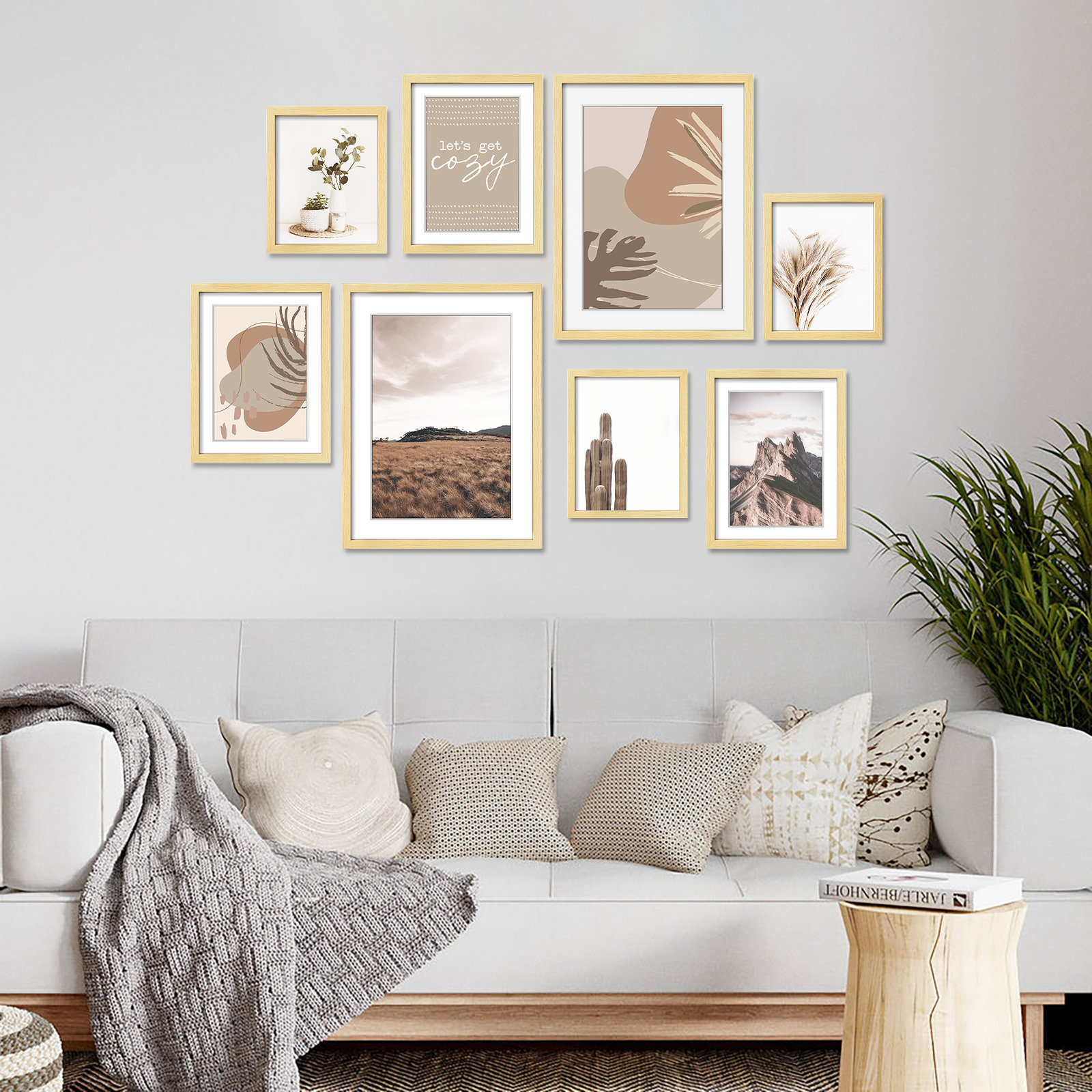 Winston Porter Shivangi 8 Pack Neutral Gallery Picture Frame Set -Assorted Size Two 11x14, Three 8x10, Three 6x8 & Reviews | Wayfair
