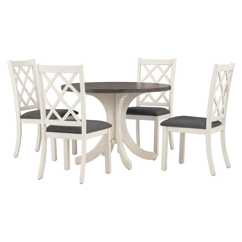 Ensemble de table de salle à manger 5 pièces Mid-Century, Brun, Gris