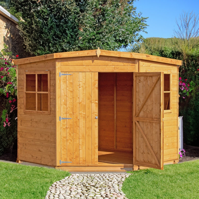 Corner Shed Shiplap with Double Doors, Dip Treated, Yes, 8ft. x 8ft.