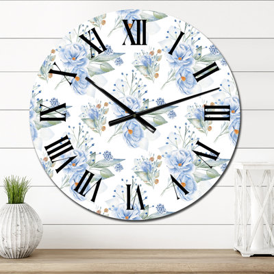 Blue Flax Flowers - Patterned Wall Clock
