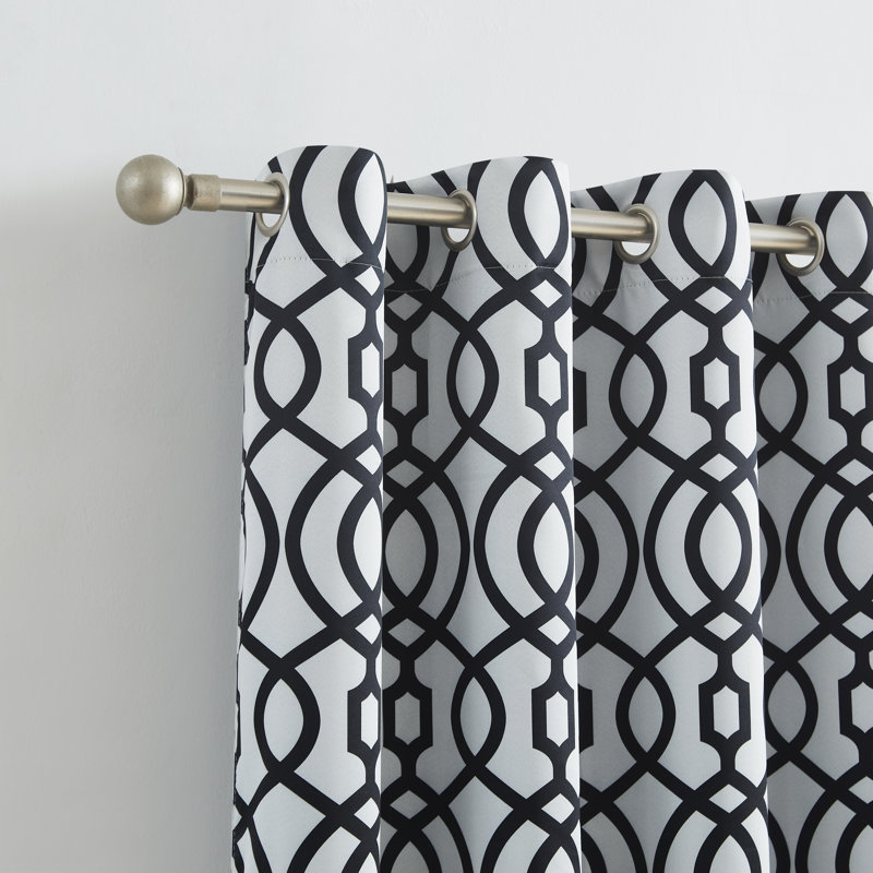 Panneau de rideau 84 "Trellis Black Out, Argent / blanc, L 54 po x L 84 po