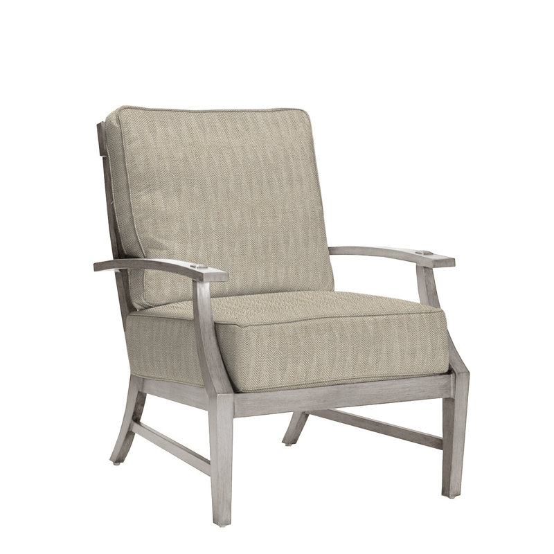 Croquet Patio Chair with Cushions, Welt, Oyster, Herringbone Sand