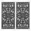 2 décorations murales en bois - motif de lotus patiné bleu antique-1090984150