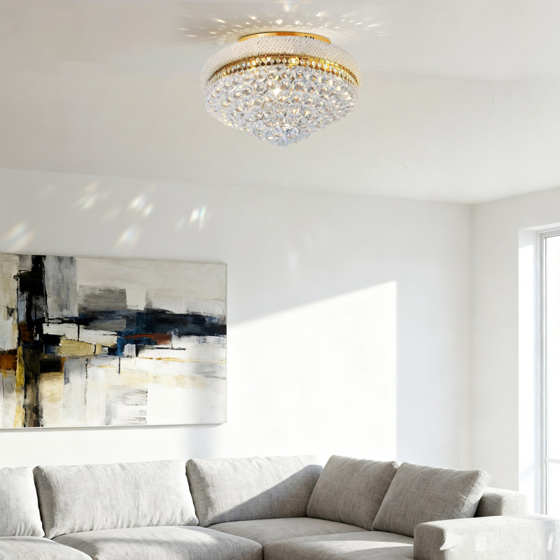 Plafonnier encastré de luxe en cristal doré 22,8 po