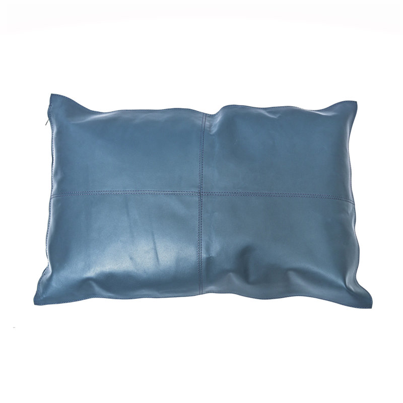 Genuine Leather Blue Decorative Pillow 16x24 inch