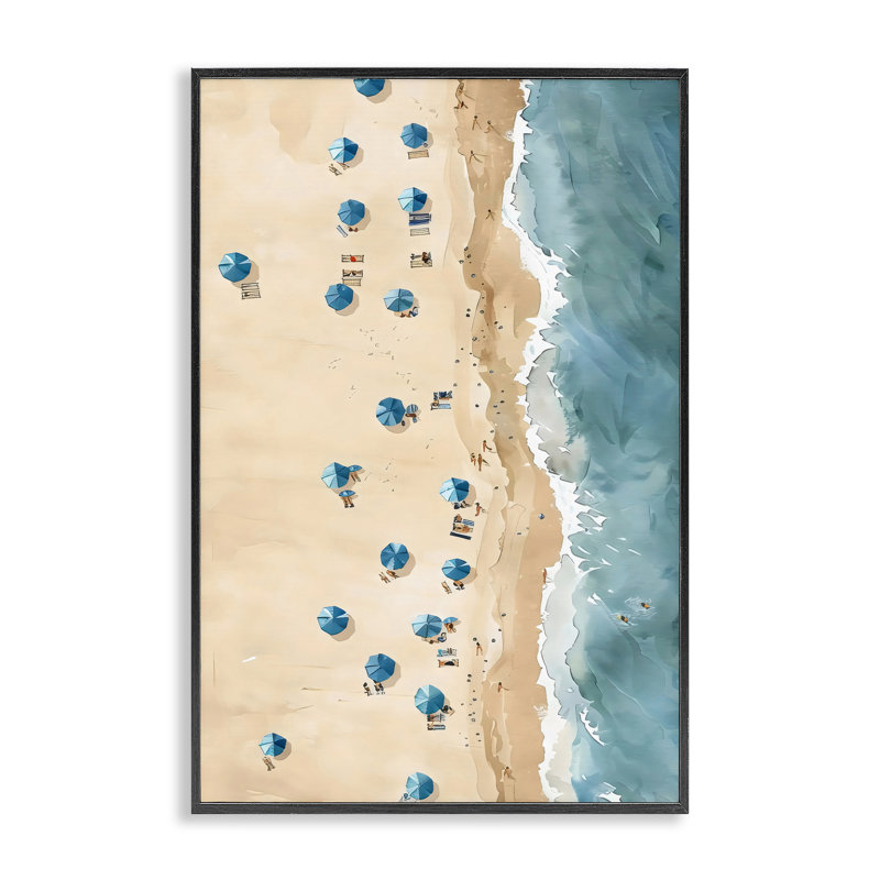 Drap de plage encadré, design par LSR Design Studio, H 18 po x l 12 po, Giclée encadrée noir minuit
