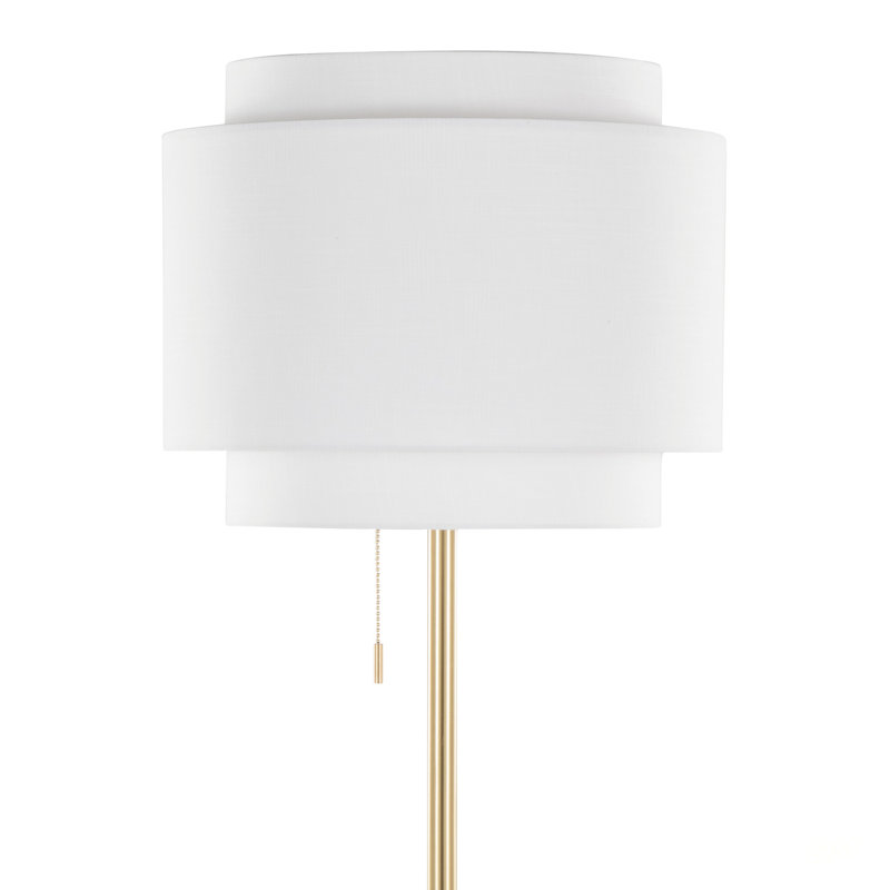 Lampe sur pied contemporaine en métal doré avec abat-jour en lin blanc cassé, parfaite pour ajouter de l'élégance et de la chaleur à n'importe quelle pièce