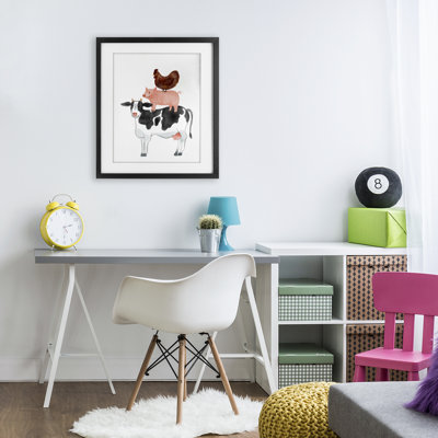 «Farm Animal Stack Whimsy», reproduction encadrée sous verre, conception de Kim Allen