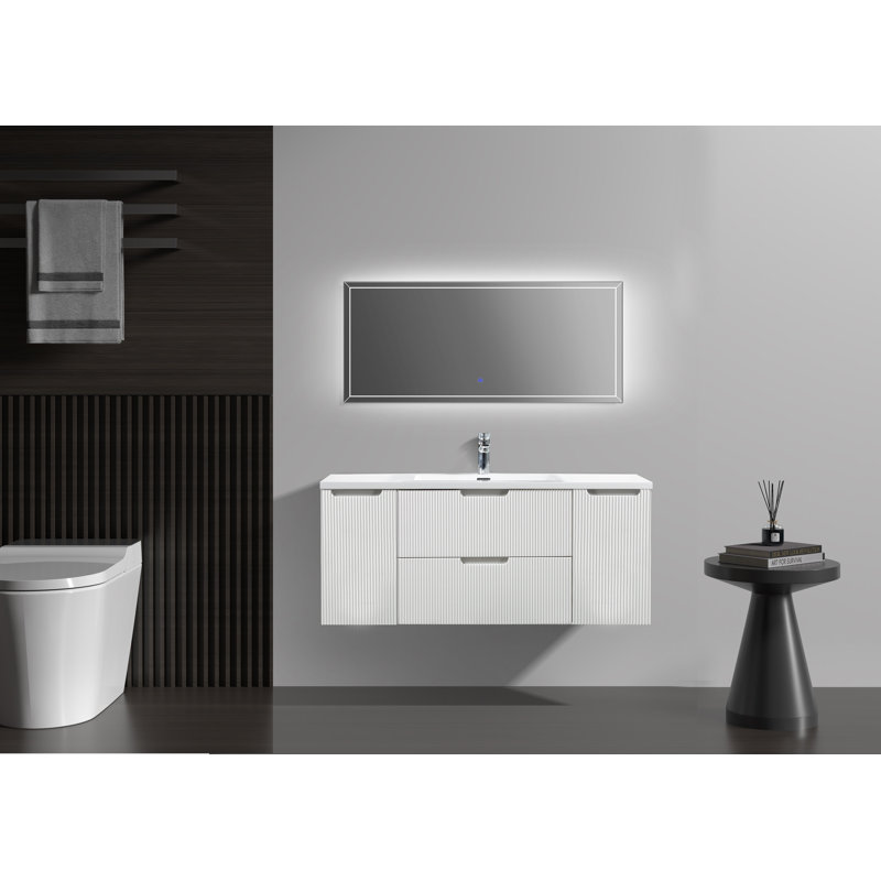 Ensemble de meuble-lavabo simple 47 po avec plateau en marbre Josiaha 
