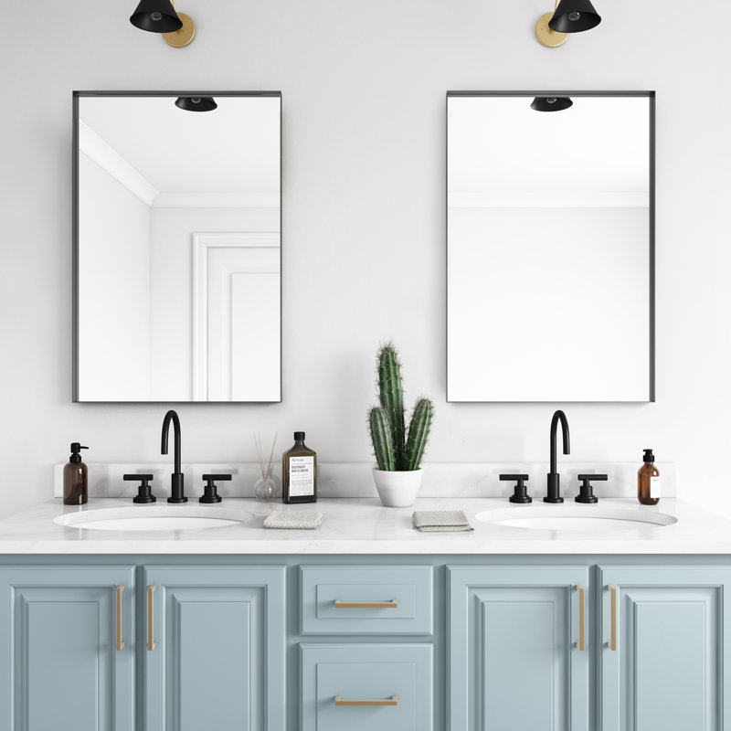 Miroir de salle de bain Carey, 30 po x 20 po, Noir