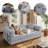 78.8'' Corduroy Convertible Sofa Bed Upholstered Sleeper Sofa with Armrest and Pillow-1148589152