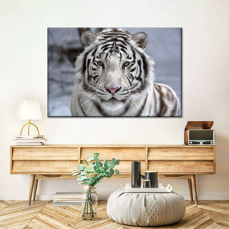 Tigre blanc en voie de disparition, H 30 po x l 45 po x P 1,25 po