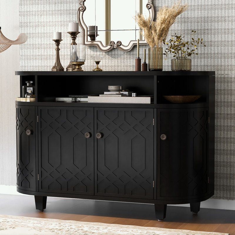 Armoire avec quatre portes et tablettes réglables, Noir